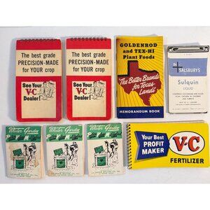 Vintage Advertising Notepads VC Fertilizers Goldenrod Tex Food Salsburys Farmers